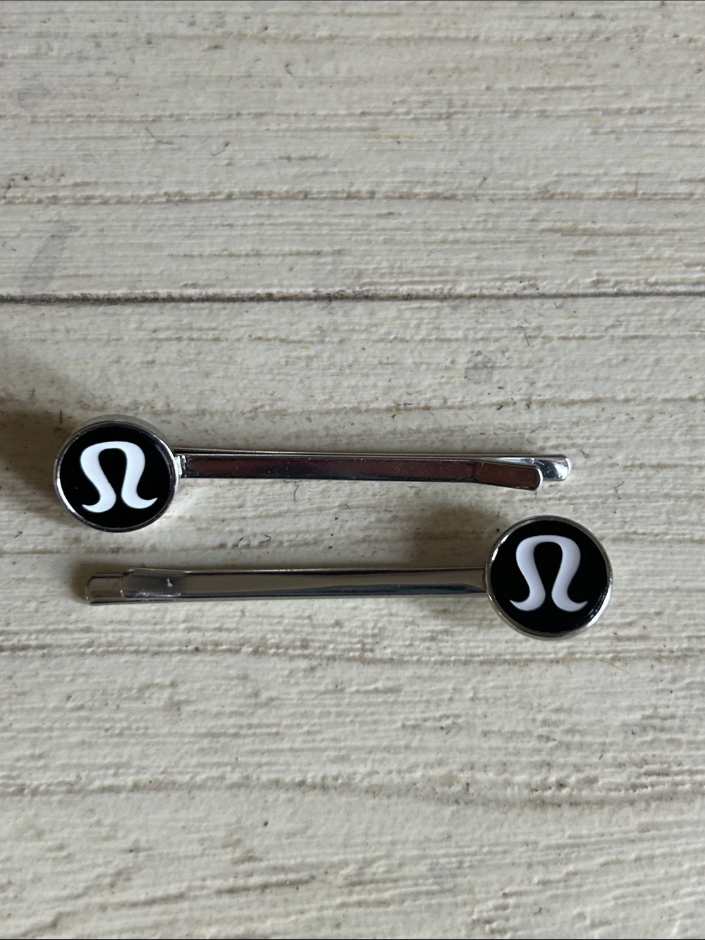 Lululemon Black and White Logo Hair Pins